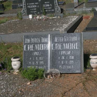 CREMORE Johan Patrick Thomas 1932-1995 &amp; Hester Gertruida 1938-1995