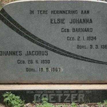 COETZER Johannes Jacobus 1890-1967 &amp; Elsie Johanna BARNARD 1894-1965