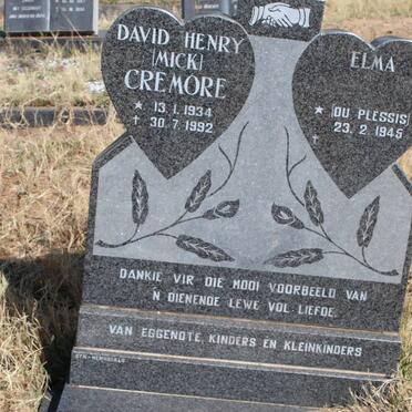 CREMORE David Henry 1934-1992 &amp; Elma DU PLESSIS 1945-