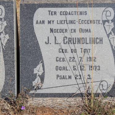 GRUNDLINGH J.L. nee DU TOIT 1912-1973