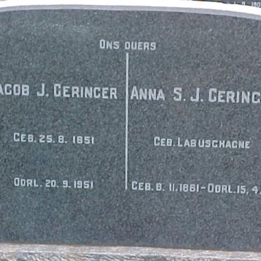 GERINGER Jacob J. 1851-1951 &amp; Anna S.J. LABUSCHAGNE 1861-1956 
