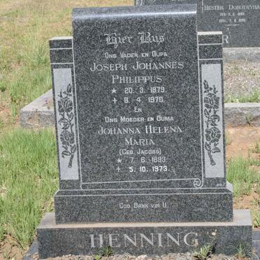 HENNING Joseph Johannes Philippus 1879-1980 &amp; Johanna Helena JACOBS  1893-1973