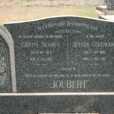 JOUBERT Gideon Jacobus 1874-1951 &amp; Helena Gertruida 1880-1961