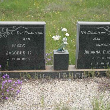JONGE Jacobus C., de 1905- &amp; Johanna D. BESTER 1910-1989