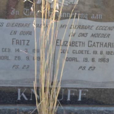KNAUFF Fritz 1911-199? &amp; Elizabeth Catharina CLOETE 1920-1969