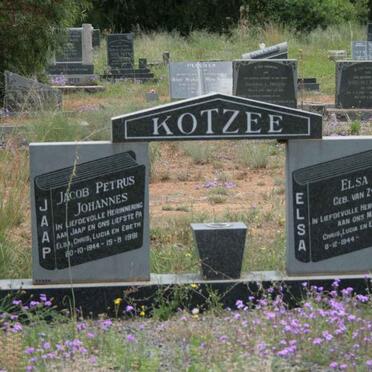 KOTZEE Jacob Petrus Johannes 1944-1991 &amp; Elsa van ZYL 1944-