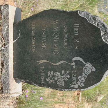 LOMBARD W.M. nee VAN ASWEGEN 1876-1944