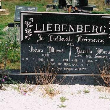LIEBENBERG Johan Morne 1923-1994 &amp; Isabella Maria SWANEPOEL 1925-2008