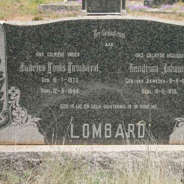 LOMBARD Andries Louis 1873-1945 &amp; Hendrina Johanna VAN ASWEGEN 1874-1955