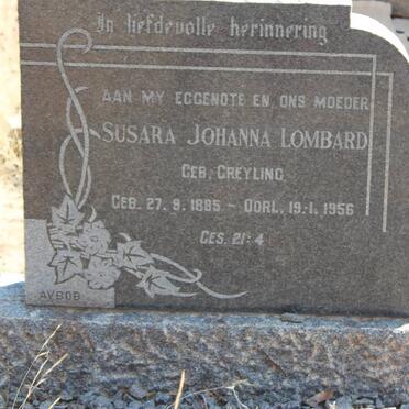 LOMBARD Susara Johanna nee GREYLING 1885-1956