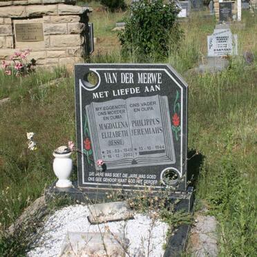MERWE Philippus Jeremiahs, van der 1944- &amp; Magdalena Elizabeth 1945-2003