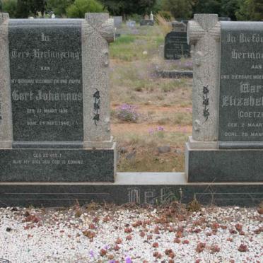 NEL Gert Johannus 1896-1948 &amp; Maria Elizabeth W. COETZER 1905-1975