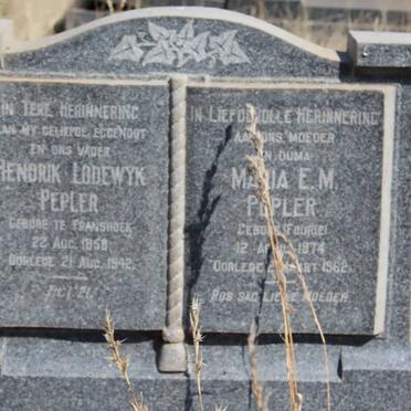 PEPLER Hendrik Lodewyk 1858-1942 &amp; Maria E.M. FOURIE 1874-1962