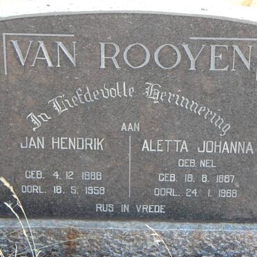 ROOYEN Jan Hendrik, van 1888-1958 &amp; Aletta Johanna NEL 1887-1968