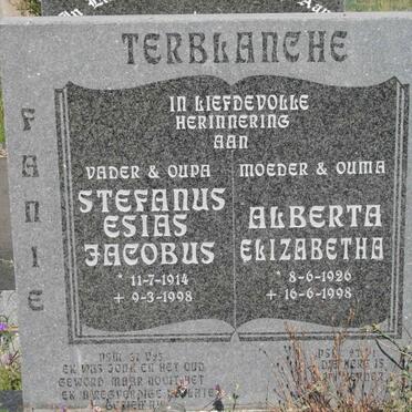 TERBLANCHE Stefanus Esias Jacobus 1914-1998 &amp; Alberta Elizabetha 1926-1998
