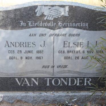 TONDER Andries J., van 1882-1967 &amp; Elsie J.J. BREEDT 18?5-194?