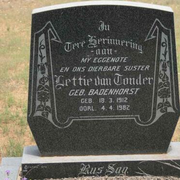 TONDER Lettie, van nee BADENHORST 1912-1982