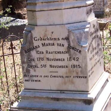 TONDER Andreas Johannes, van 1836-1915 &amp; Adriana Maria RAUTENBACH 1842-1915