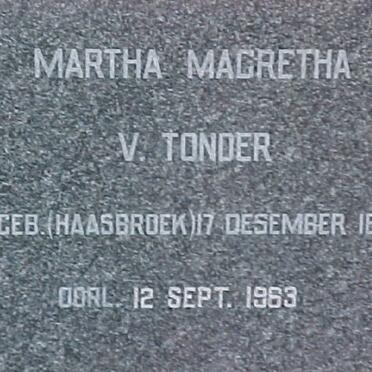 TONDER Martha Magretha, van nee HAASBROEK 1876-1963