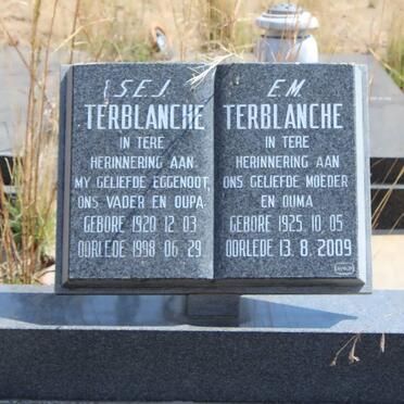 TERBLANCHE S.E.J. 1920-1998 &amp; E.M. 1925-2009