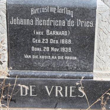 VRIES Johanna Hendriena, de nee BARNARD 1868-1939