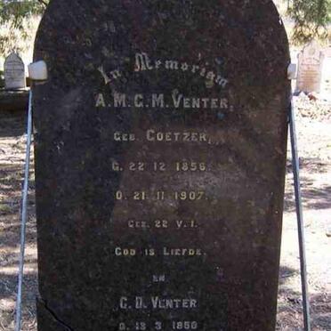 VENTER A.M.G.M. nee COETZER 1856-1907