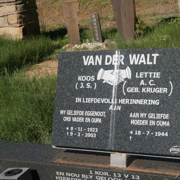 WALT J.S., van der 1923-2003 &amp; A.C. KRUGER 1944-