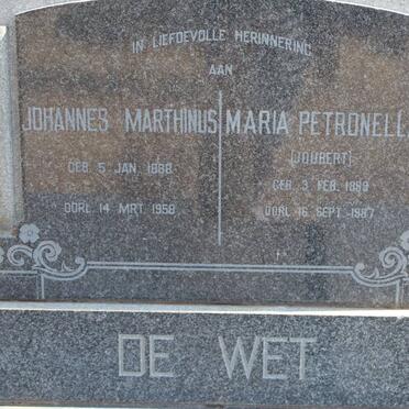 WET Johannes Marthinus, de 1888-1958 &amp; Maria Petronella JOUBERT 1899-1987