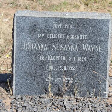 WAYNE Johanna Susanna nee KLOPPER 1894-1953