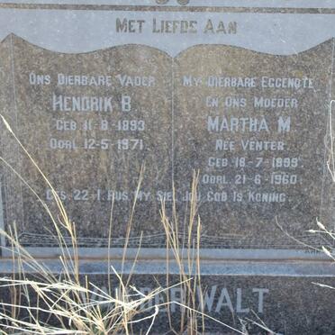 WALT Hendrik B. van der 1893-1971 &amp; Martha M. VENTER 1899-1960