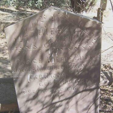 ZWANEPOEL Jacoba Magdalena nee JACOBS 1887-1910