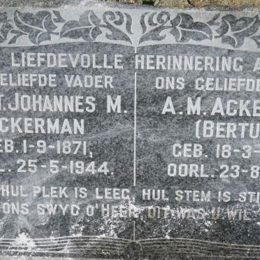 ACKERMAN Johannes M. 1871-1944 :: ACKERMAN A.M. 1906-1921