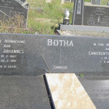 BOTHA Adam Johannes 1907-1981 &amp; Emmerentia Hester EMMAUS 1910-1996