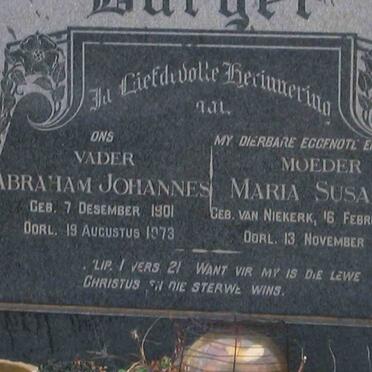 BURGER Abraham Johannes 1901-1973 &amp; Maria Susanna van NIEKERK 1903-1956
