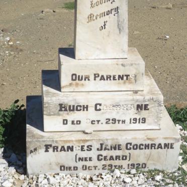 COCHRANE Hugh -1919 &amp; Frances Jane GEARD -1920