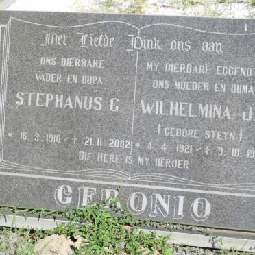 CERONIO Stephanus G. 1916-2002 &amp; Wilhelmina J.M. STEYN 1921-1998
