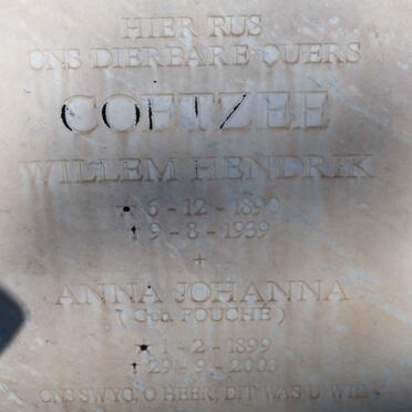 COETZEE Willem Hendrik 1890-1939 &amp; Anna Johanna FOUCHE 1899-2003