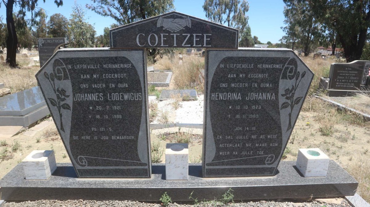 COETZEE Johannes Lodewicus 1921-1988 &amp; Hendrina Johanna 1923-1989