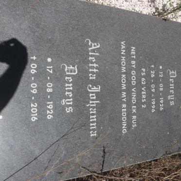 DENEYS Adrian Christian 1926-1996 &amp; Aletta Johanna 1926-2016