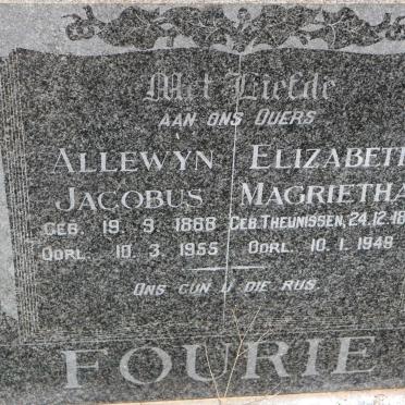 FOURIE Allewyn Jacobus 1868-1955 &amp; Elizabeth Magrietha THEUNISSEN 1871-1949