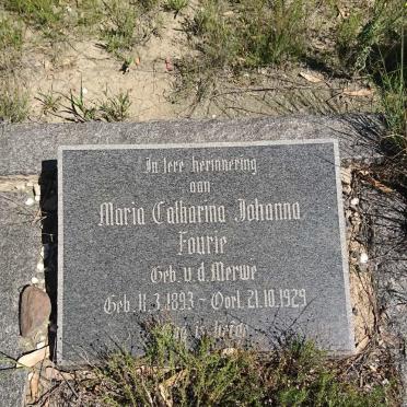 FOURIE Maria Catharina Johanna nee V.D. MERWE 1893-1929
