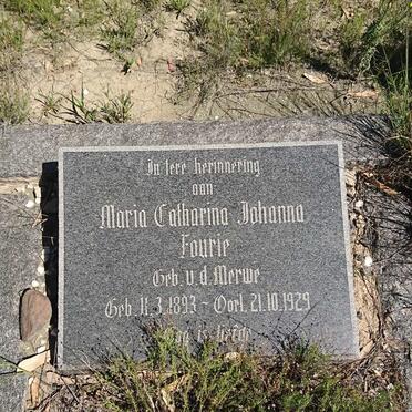 FOURIE Maria Catharina Johanna nee V.D. MERWE 1893-1929