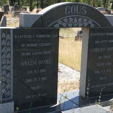 GOUS Willem Daniel 1884-1962 &amp; Carolina Johanna VENTER 1889-1979