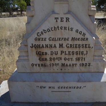 GRIESSEL Johanna M. nee DU PLESSIS 1871-1923