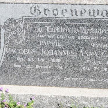 GROENEWALD Jacobus Johannes 1886-1958 &amp; Anna Gertruida 1889-1974