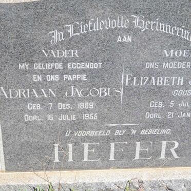 HEFER Adriaan Jacobus 1889-1955 &amp; Elizabeth Johanna GOUS 1891-1983