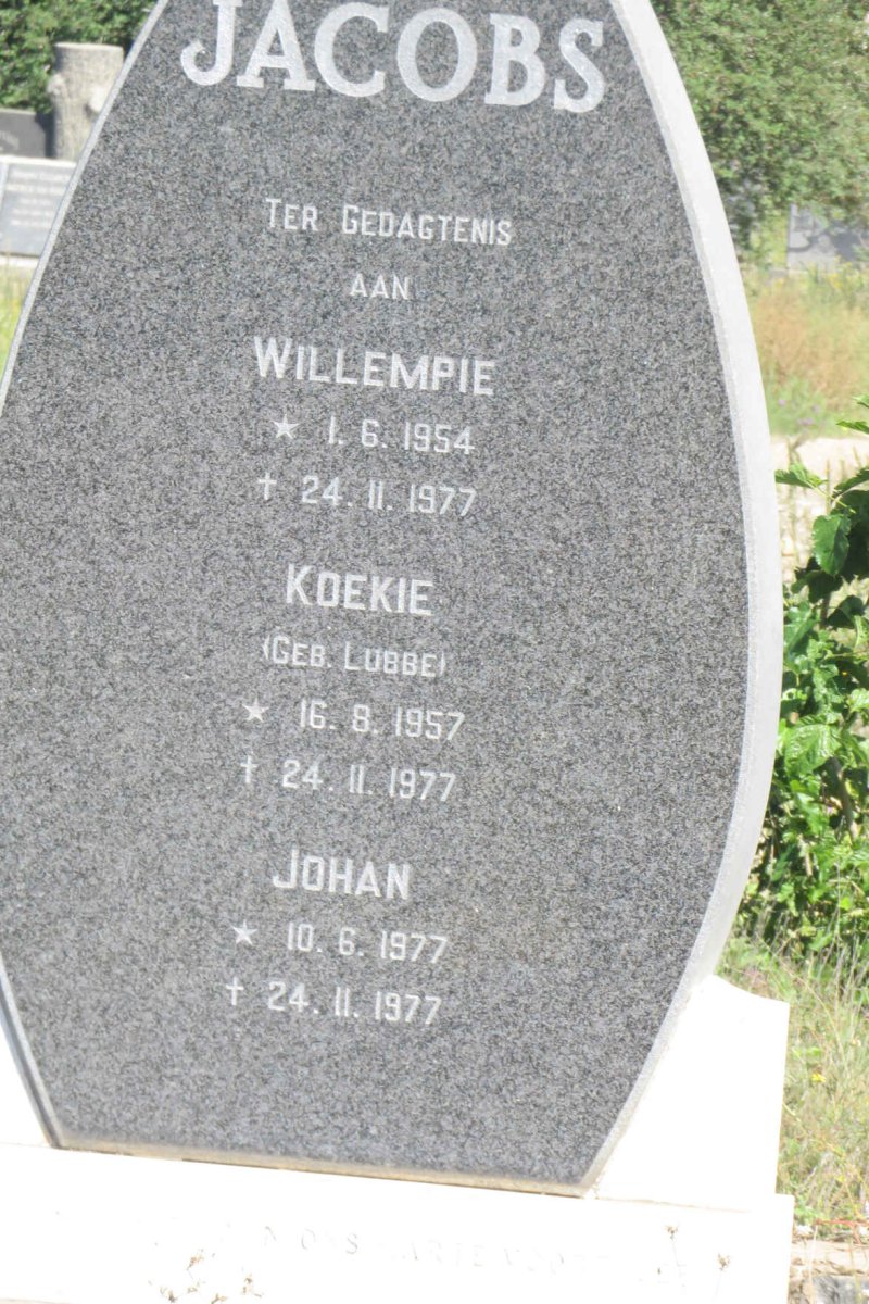 JACOBS Willempie 1954-1977 &amp; Koekie LUBBE 1957-1977 :: JACOBS Johan 1977-1977