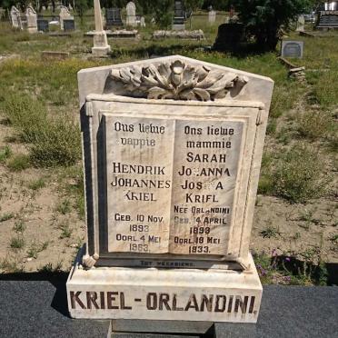 KRIEL Hendrik Johannes 1893-1963 &amp; Sarah Johanna Josina ORLANDINI 1893-1933