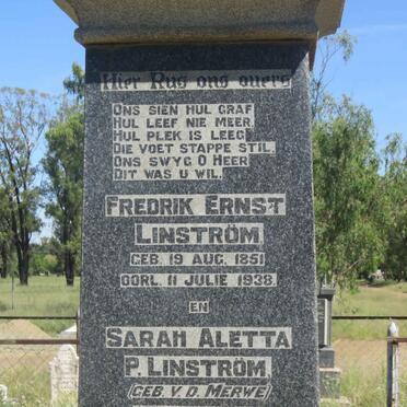 LINSTRÖM Fredrik Ernst 1851-1938 &amp; Sarah Aletta P. v.d. MERWE 1863-1938