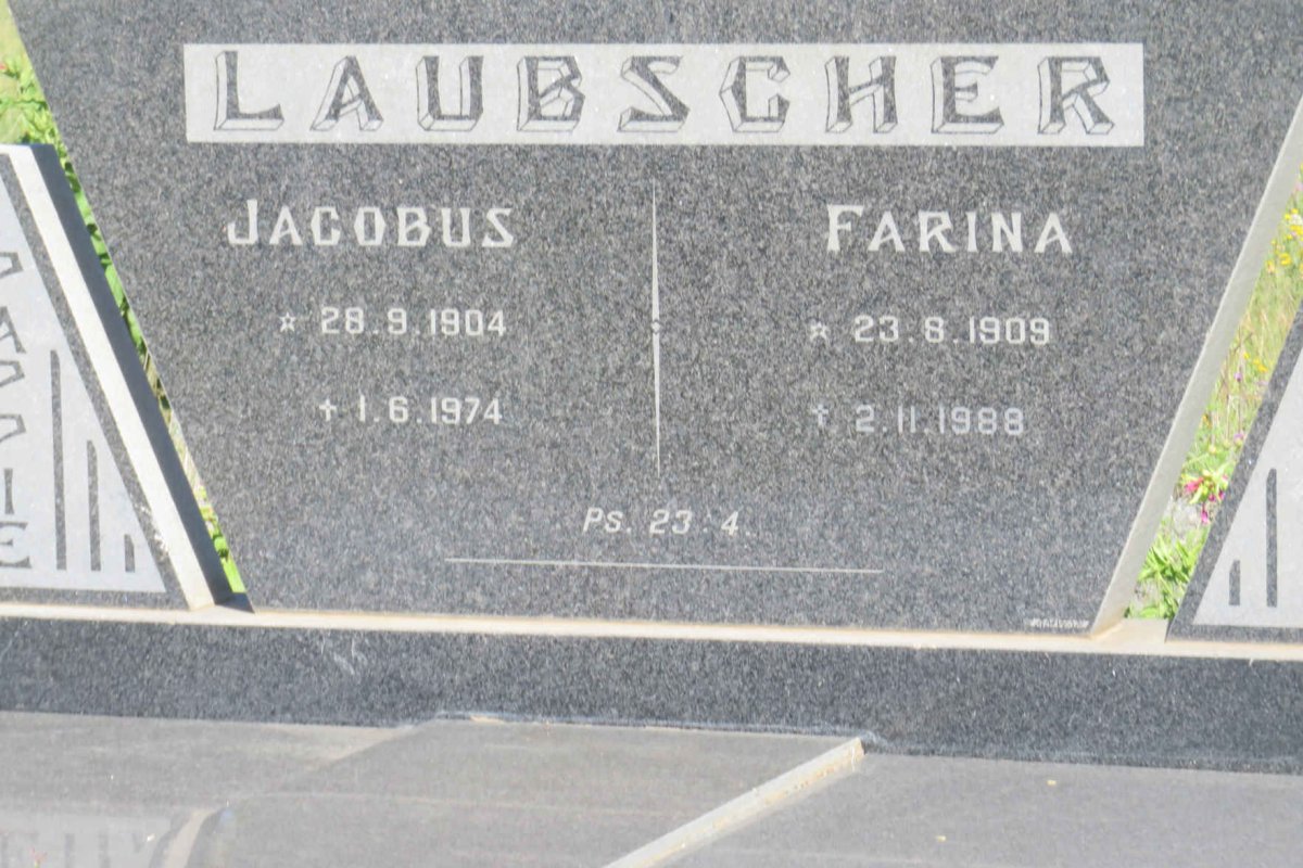 LAUBSCHER Jacobus 1904-1974 &amp; Farina 1909-1988